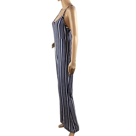 Chaser Wide Leg Stripe Jumpsuit Size M Blue - Picture 4 of 6